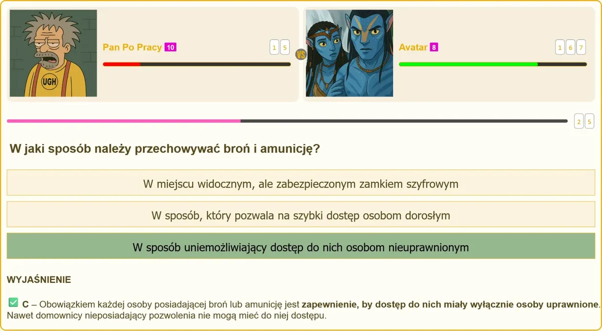 Przygotowanie do egzaminu na patent strzelecki - przechowywanie broni
