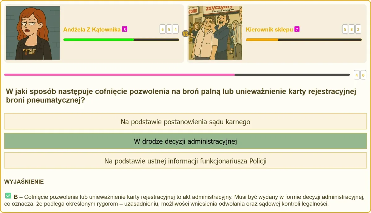 Decyzja administracyjna o cofnięciu pozwolenia na broń