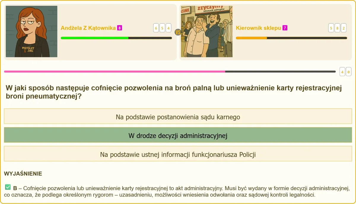 Decyzja administracyjna o cofnięciu pozwolenia na broń palną