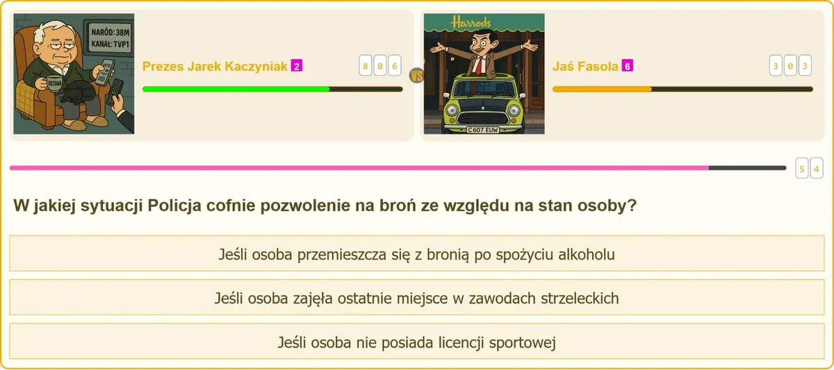 Test na patent strzelecki - pytanie o cofnięcie pozwolenia na broń