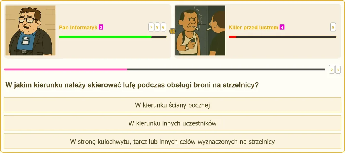 Bezpieczne kierowanie lufy broni w stronę kulochwytu na strzelnicy