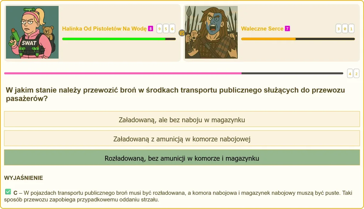 Rozładowana broń przygotowana do transportu publicznego