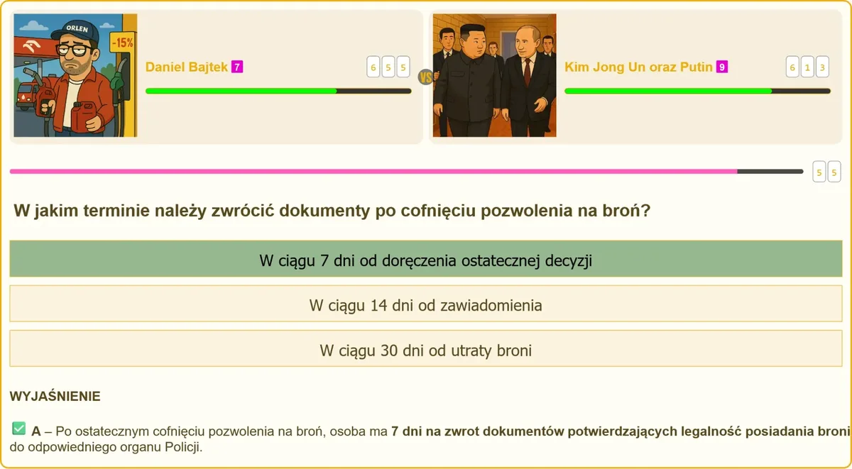Termin zwrotu dokumentów po cofnięciu pozwolenia na broń