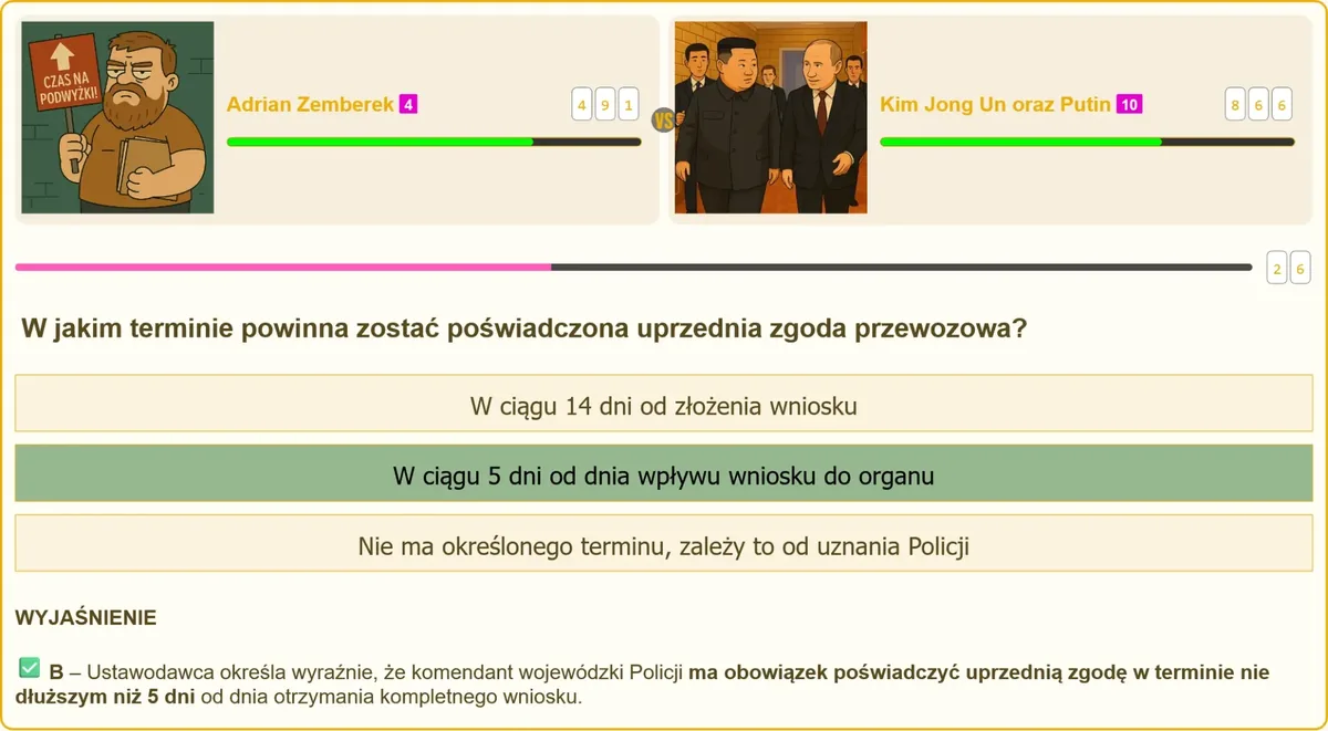 Termin poświadczenia uprzedniej zgody przewozowej na broń