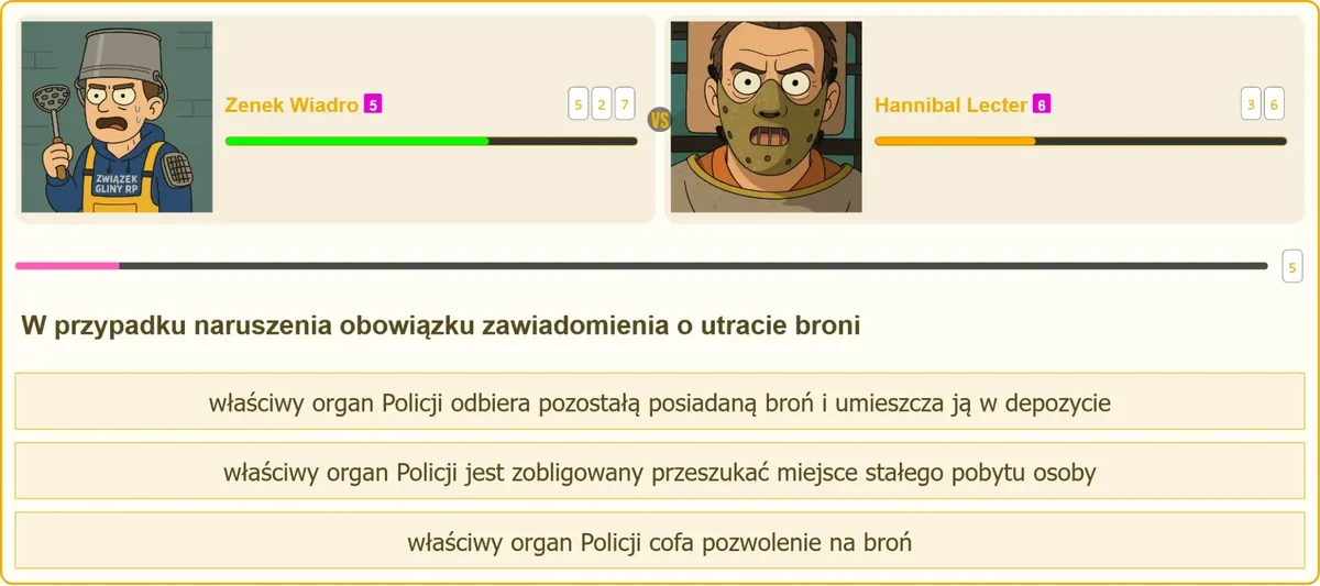 Zawiadomienie o utracie broni składane na komisariacie Policji